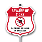 Beware Of Ticks Shield Sign Ticks May Be Found In This Area