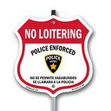 Bilingual No Loitering Police Enforced No Se Permite Vagabundos Se Llamara A La Policia (English / Spanish)