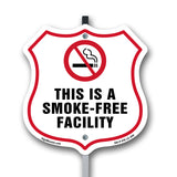 No Smoking Shield Label Set This Is A Smoke Free Facility