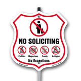 No Soliciting Shield Sign No Politics Magazines Candy Religion No Exceptions