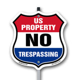 No Trespassing Shield Sign U.S. Property No Trespassing