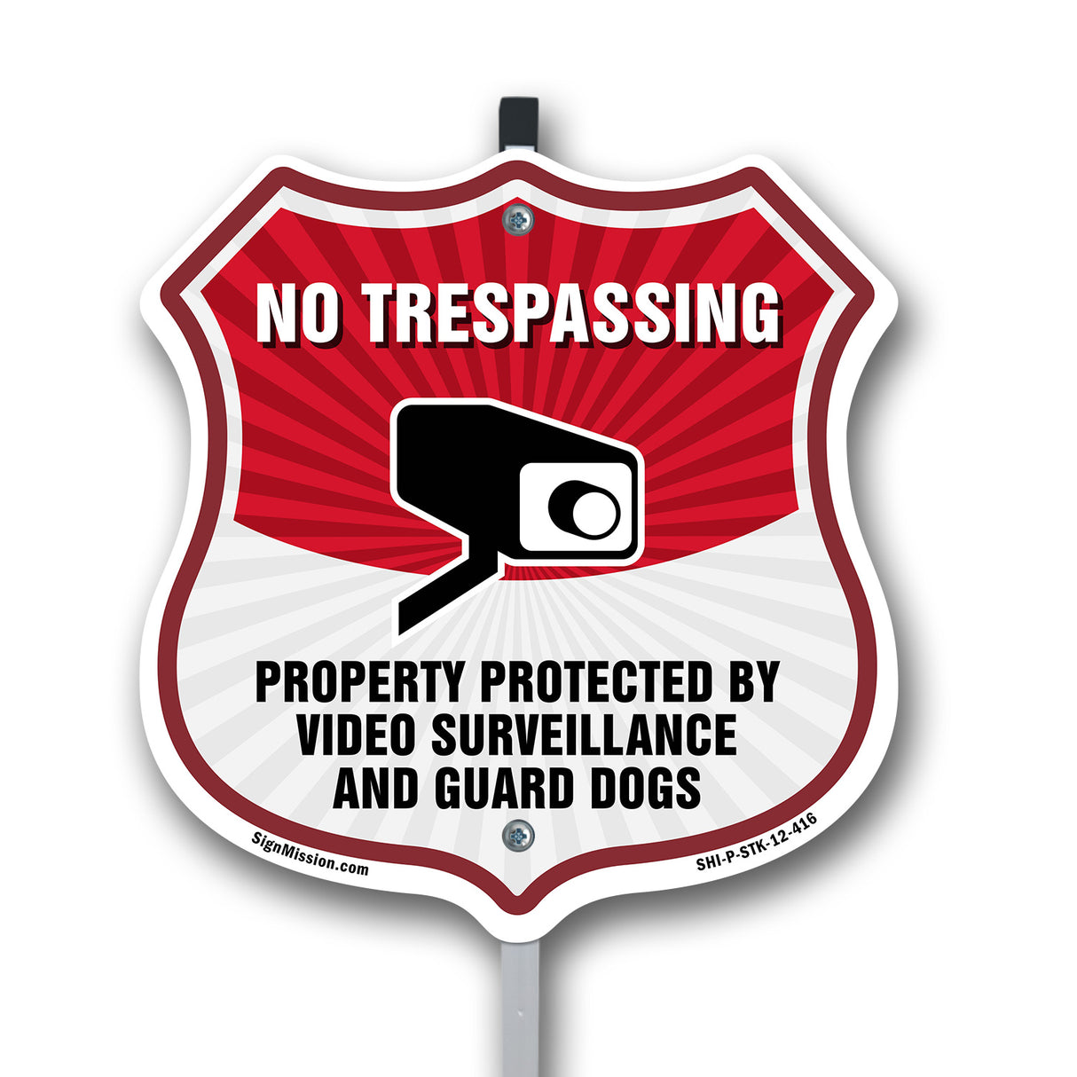 No Trespassing Shield Sign Property Protected By Video Surveillance And Guard Dogs