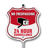 No Trespassing Shield Sign 24 Hour Surveillance