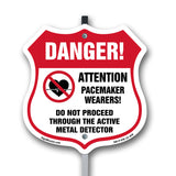 Pacemaker Wearers Danger! Attention Pacemaker Wearers. Do Not Proceed Through The Active Metal Detector