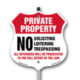 Private Property Shield Label Set No Soliciting Loitering Trespassing All Offenders Will Be Prosecuted To The Full Extent Of Law