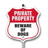 Private Property Shield Sign Beware Of Dogs
