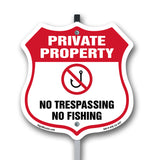 Private Property Shield Sign No Trespassing No Fishing