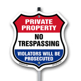 Private Property Shield Sign No Trespassing Violators Will Be Prosecuted