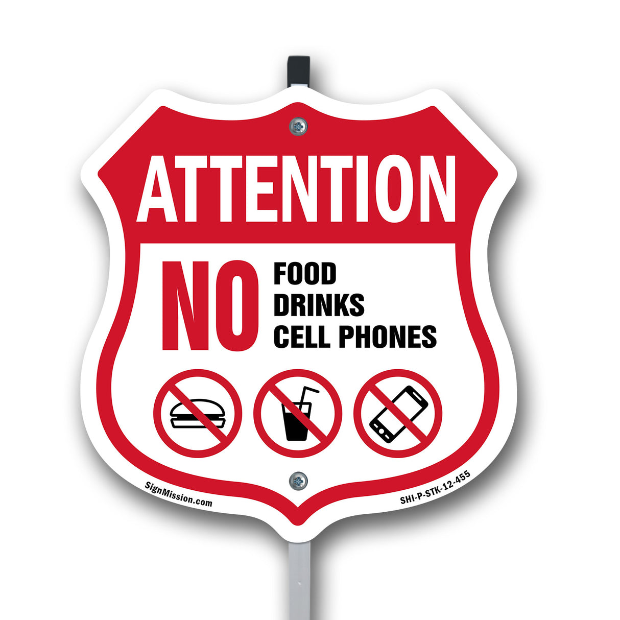 Property Shield Sign No Food No Drinks No Cell Phone
