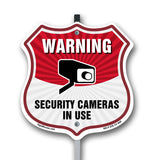 Video Surveillance Shield Sign Warning Security Cameras In Use