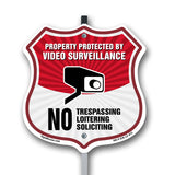 Video Surveillance Property Protected By Video Surveillance. No Trespassing Loitering Soliciting