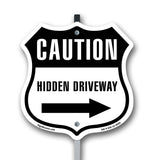 Caution Hidden Driveway Right