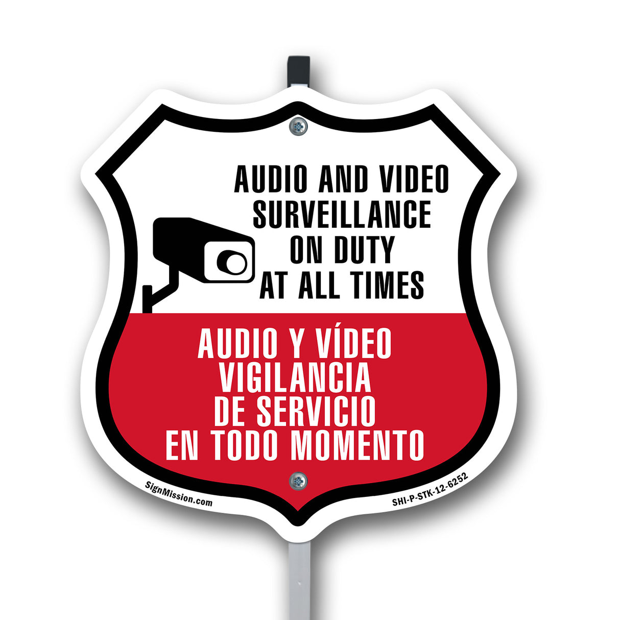 Audio & Video Surveillance On Duty At All Times Sign Bilingual English / Spanish