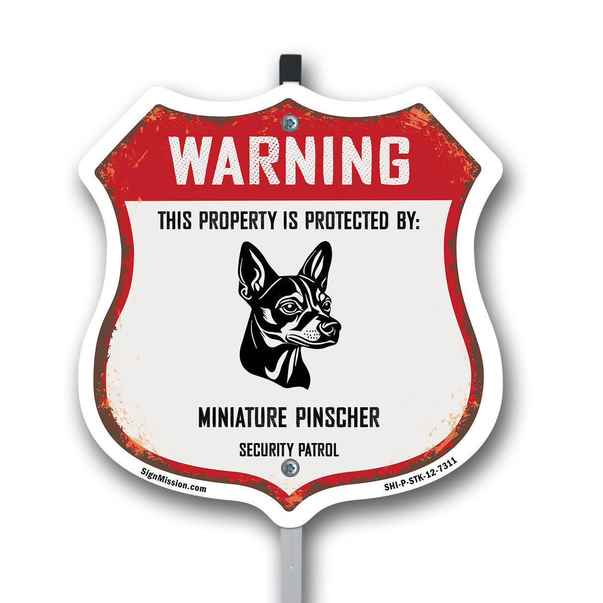 Warning This Property is Protected by Miniature Pinscher