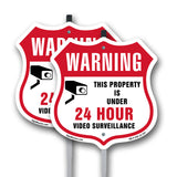 24 Hour Surveillance Shield Sign Warning This Property Is Under 24 Hour Video Surveillance