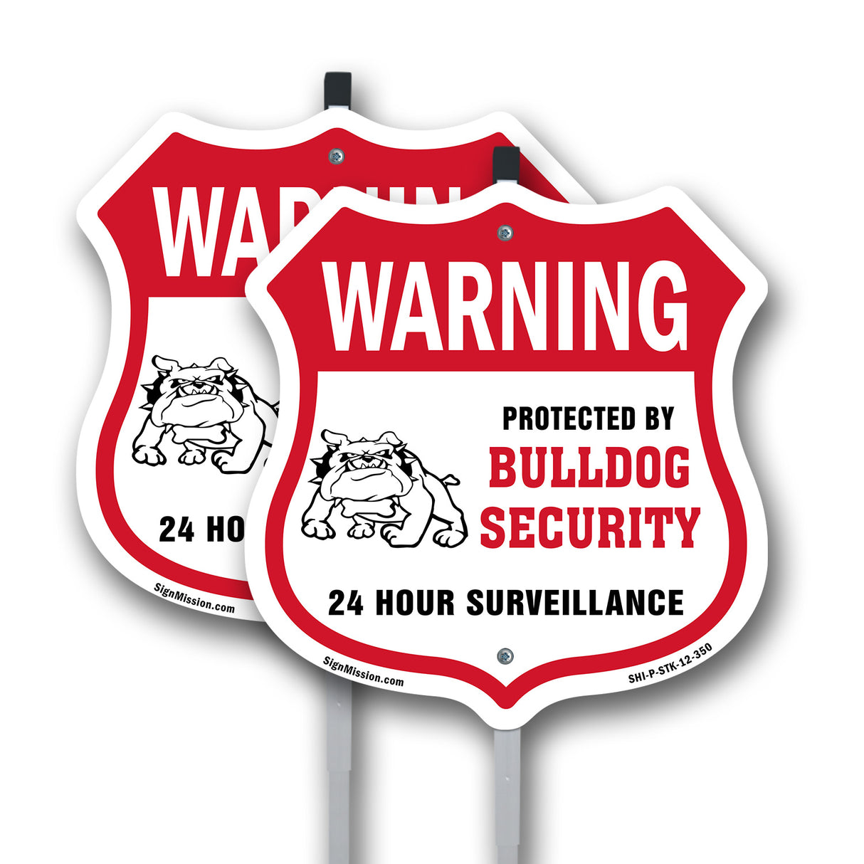 24 Hour Surveillance Shield Sign Warning Protected By Bulldog Security
