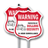 24 Hour Surveillance Shield Sign Warning Protected By Bulldog Security