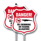 Alligator Warning Shield Sign Danger! No Swimming Or Feeding Alligators