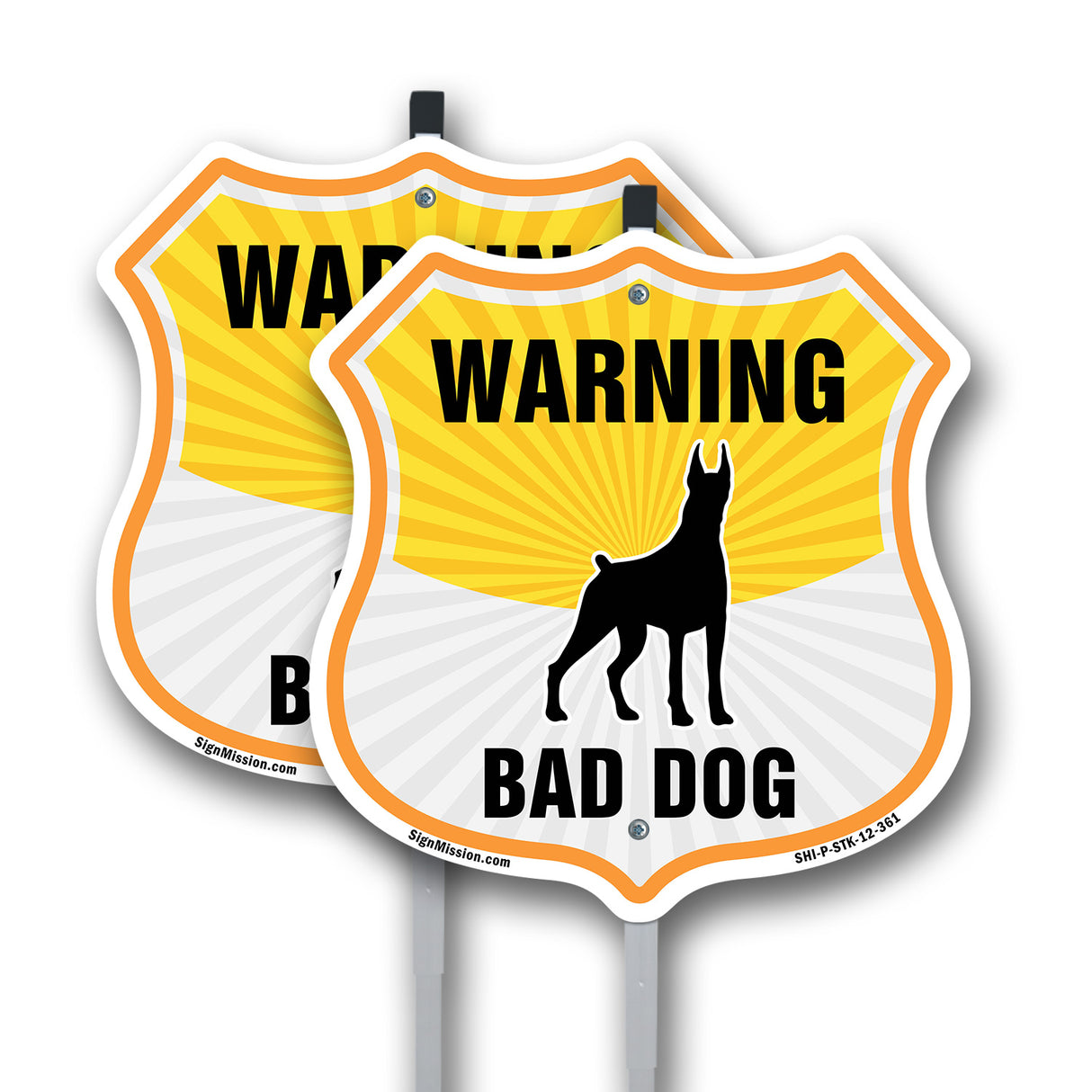 Beware Of Dog Shield Sign Warning Bad Dog