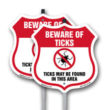 Beware Of Ticks Shield Sign Ticks May Be Found In This Area