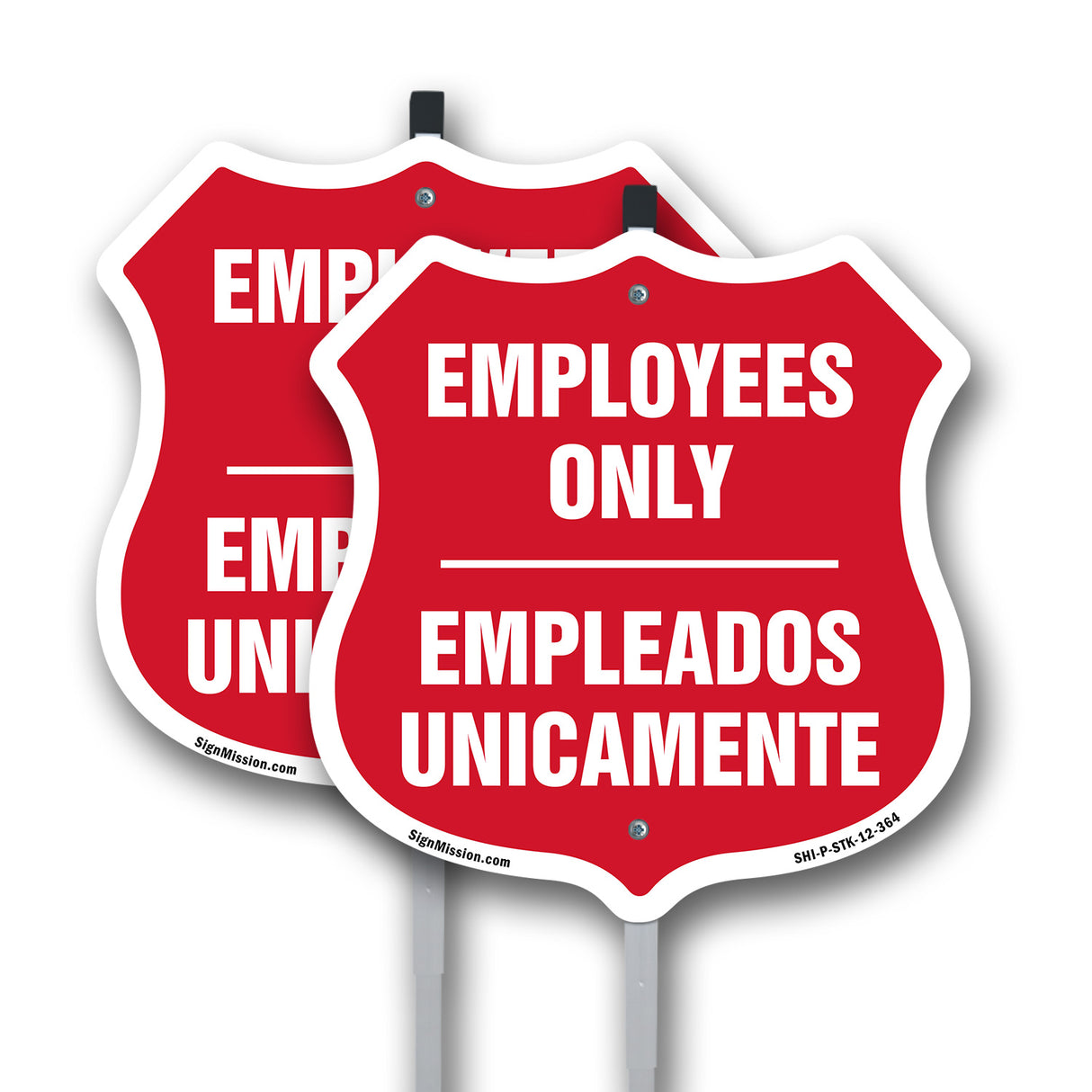 Bilingual Employees Only Shield Sign Empleados Unicamente (English / Spanish)