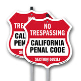 California No Trespassing Shield Sign California Penal Code Section 602(L)