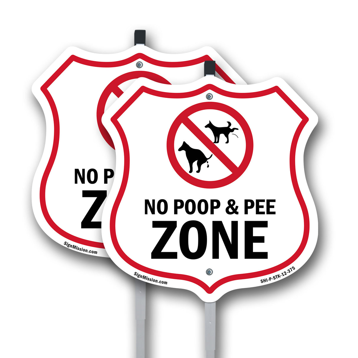 Dog Poop Shield Sign No Poop & Pee Zone