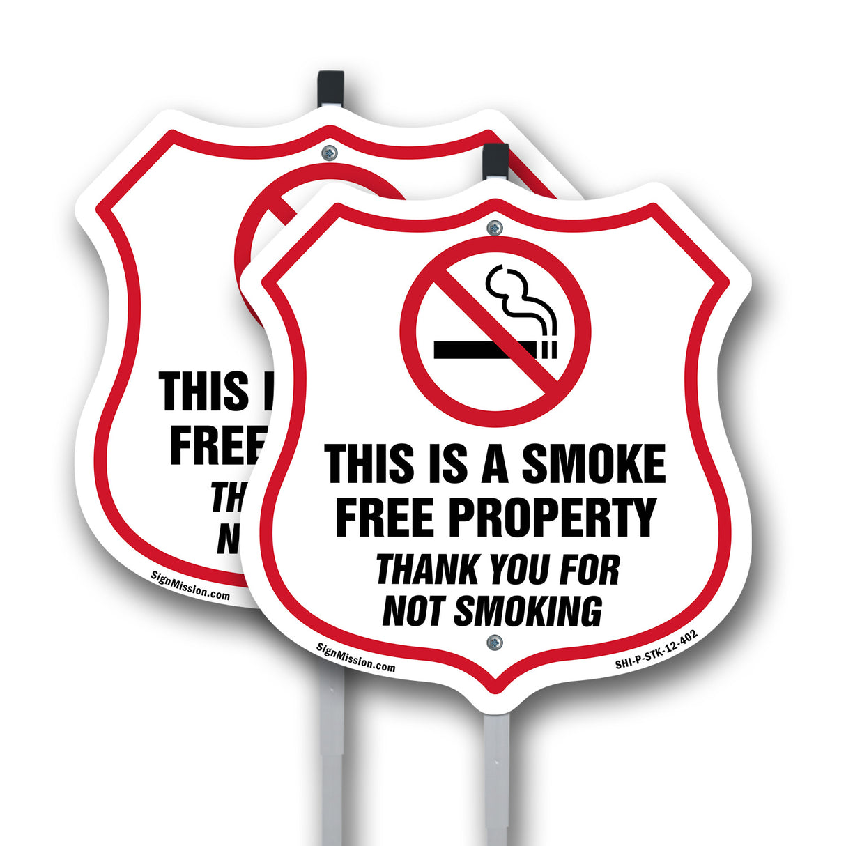 No Smoking Shield Sign This Is A Smoke Free Property Thank You For Not Smoking