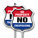 No Trespassing Shield Sign U.S. Property No Trespassing