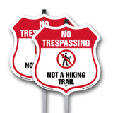 No Trespassing Shield Sign Not A Hiking Trail
