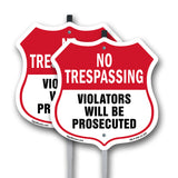 No Trespassing Shield Sign Violators Will Be Prosecuted