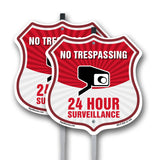 No Trespassing Shield Sign 24 Hour Surveillance