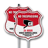 No Trespassing Shield Sign 24 Hour Video Surveillance Trespassers Will Be Prosecuted