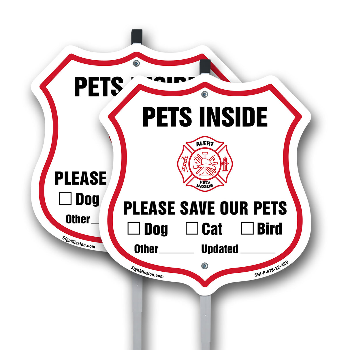Pets Inside Shield Sign Alert Please Save Our Pets