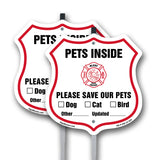 Pets Inside Shield Sign Alert Please Save Our Pets