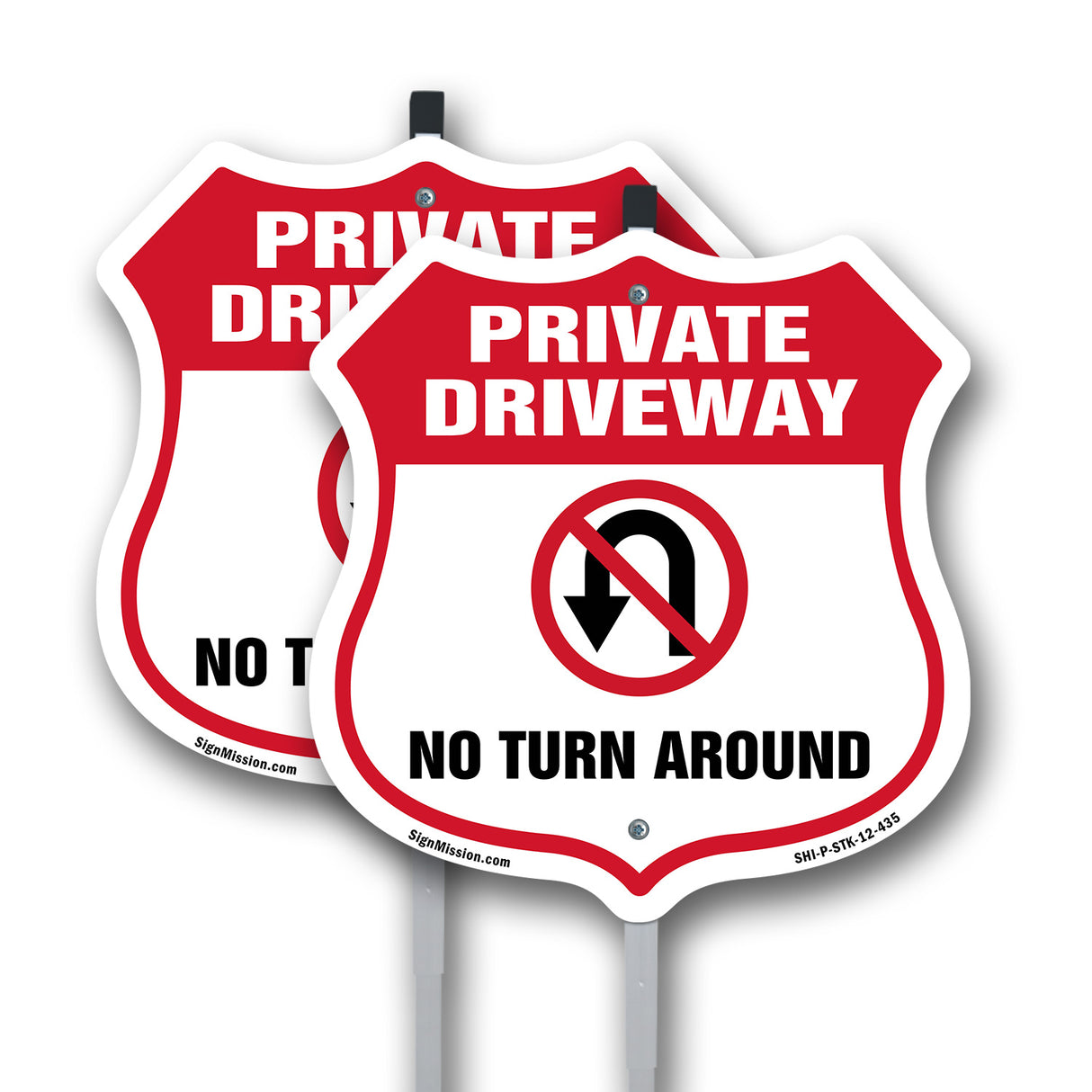 Private Driveway Shield Sign No Turn Around