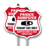 Private Dumpster Shield Sign Tenant Use Only Dumpster Under 24 Hour Surveillance
