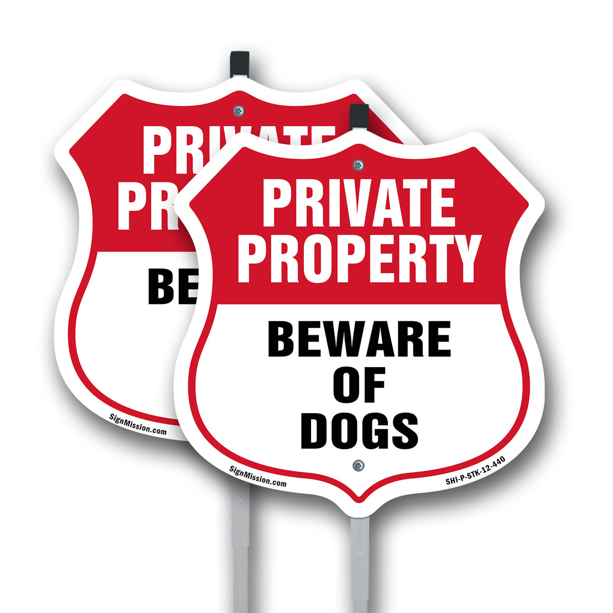 Private Property Shield Sign Beware Of Dogs