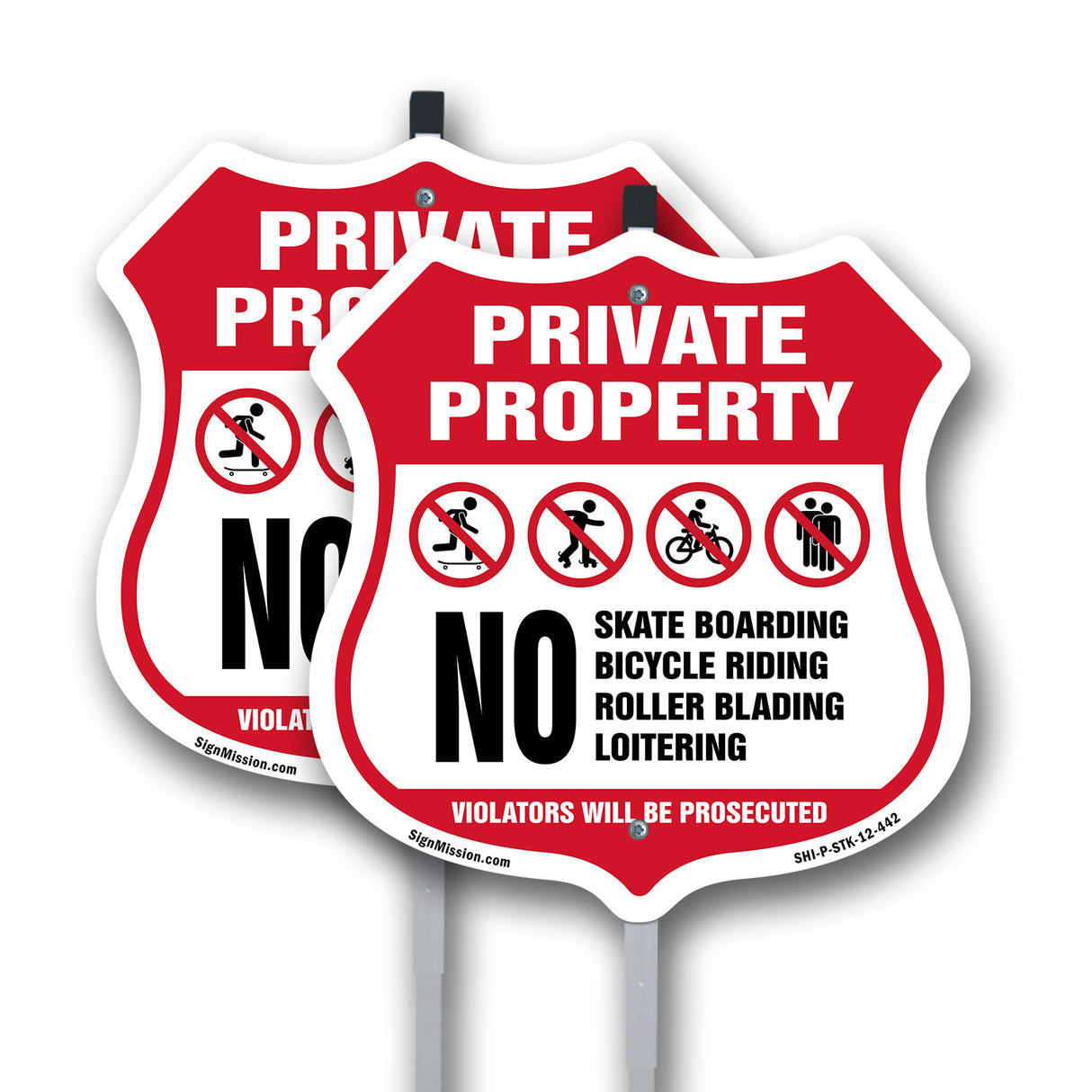 Private Property No Skateboarding Bicycle Riding Roller Blading Loitering. Violators Will Be Prosecuted