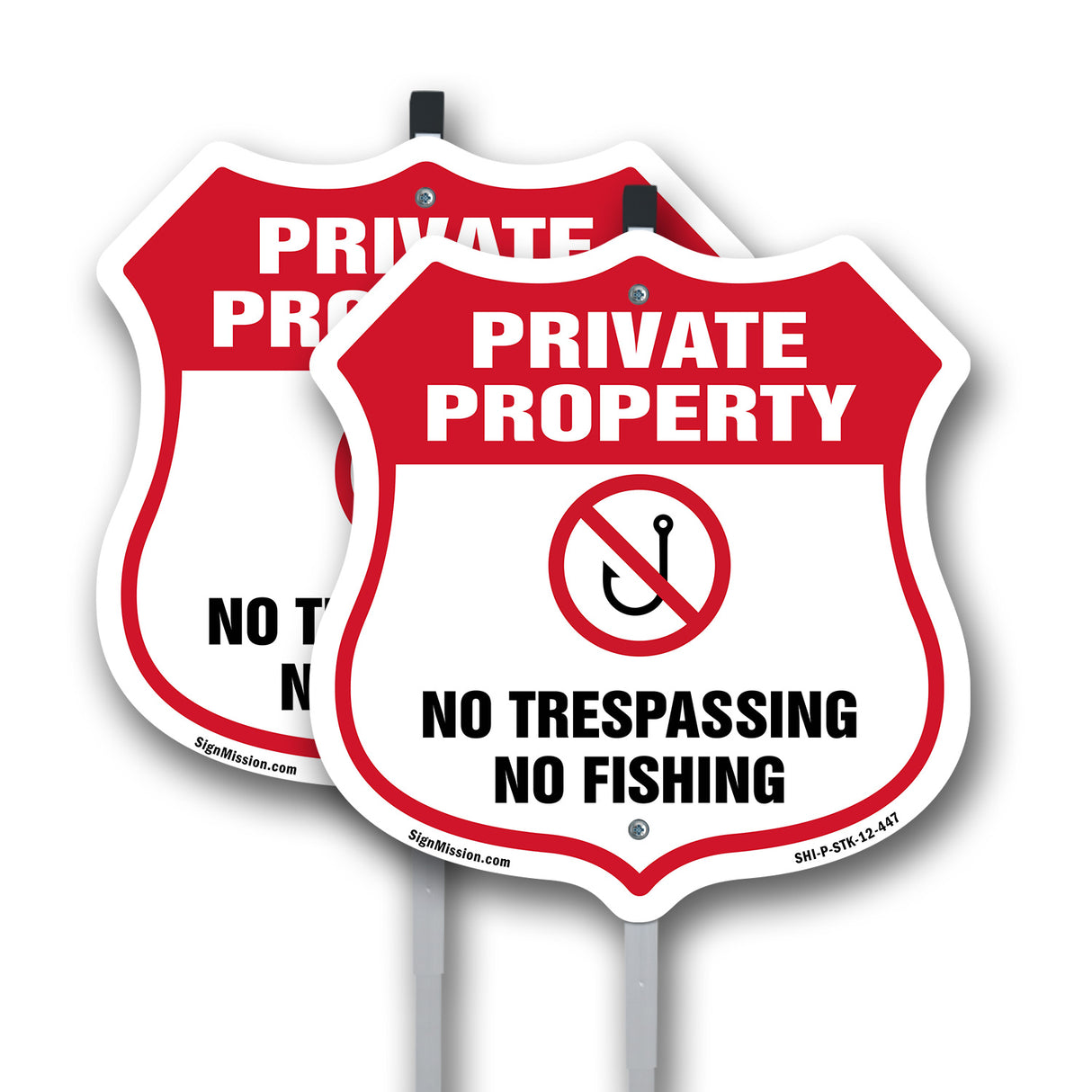 Private Property Shield Sign No Trespassing No Fishing
