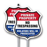 Private Property Shield Sign No Trespassing Violators Will Be Prosecuted