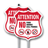 Property Shield Sign No Food No Drinks No Cell Phone