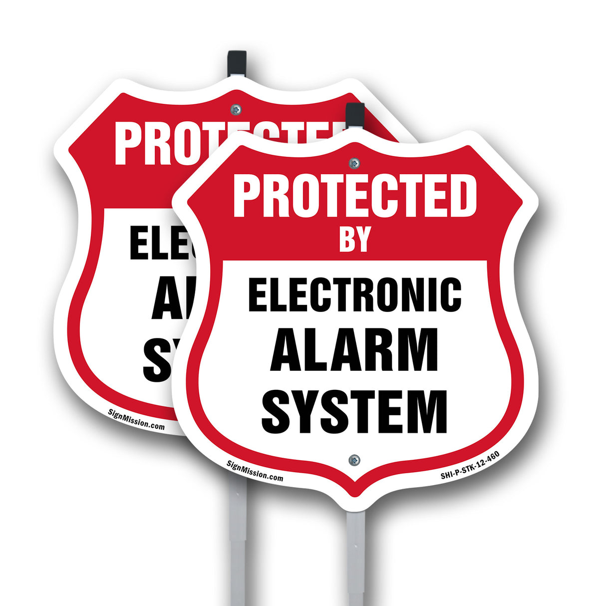 Security Alarm Shield Sign Protected By Electronic Alarm System