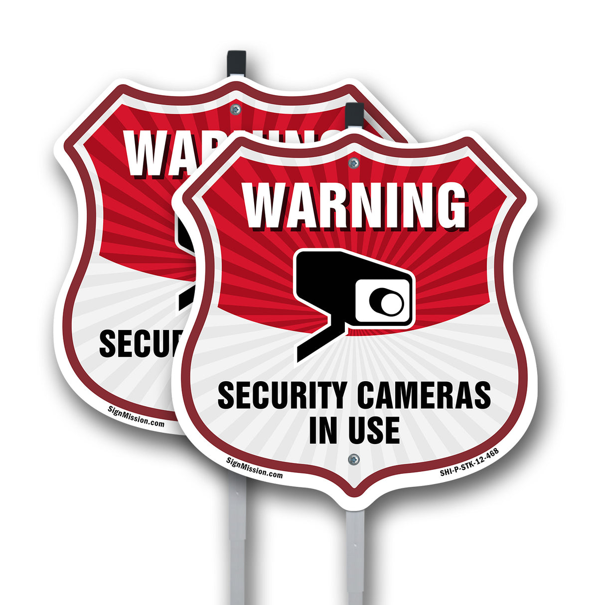 Video Surveillance Shield Sign Warning Security Cameras In Use