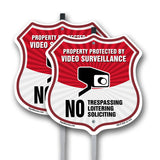 Video Surveillance Property Protected By Video Surveillance. No Trespassing Loitering Soliciting