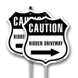 Caution Hidden Driveway Right