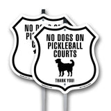 No dogs allowed on Pickleball courts thank you