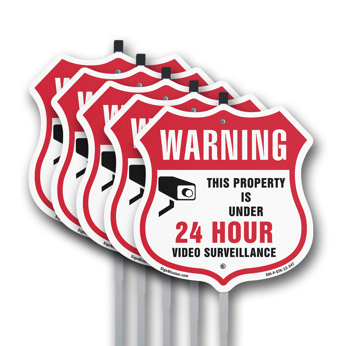 24 Hour Surveillance Shield Sign Warning This Property Is Under 24 Hour Video Surveillance