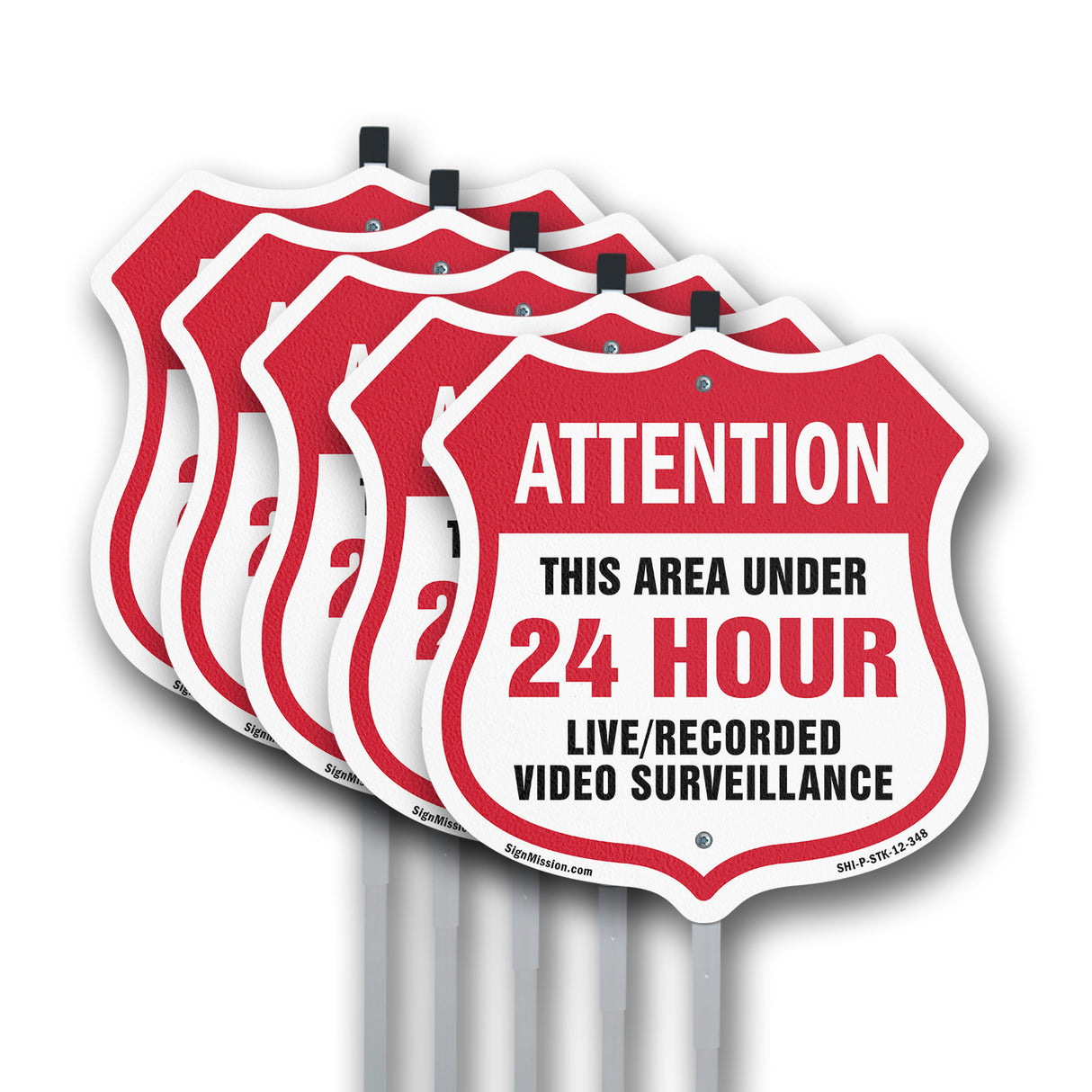 24 Hour Surveillance Shield Sign Video Surveillance Trespassers Will Be Prosecuted