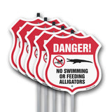 Alligator Warning Shield Sign Danger! No Swimming Or Feeding Alligators